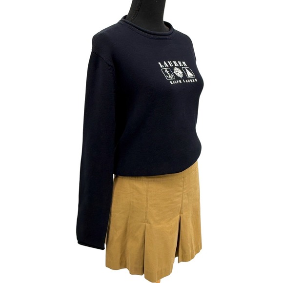 Lauren Ralph Lauren Womens Navy Blue Cotton Sweater Nautical Logo Size L - Picture 4 of 9